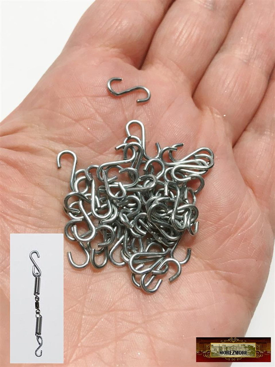 M01099x5 MOREZMORE 50 Mini Small 12 mm S-Hooks BJD Doll Spring-Hook Assembly