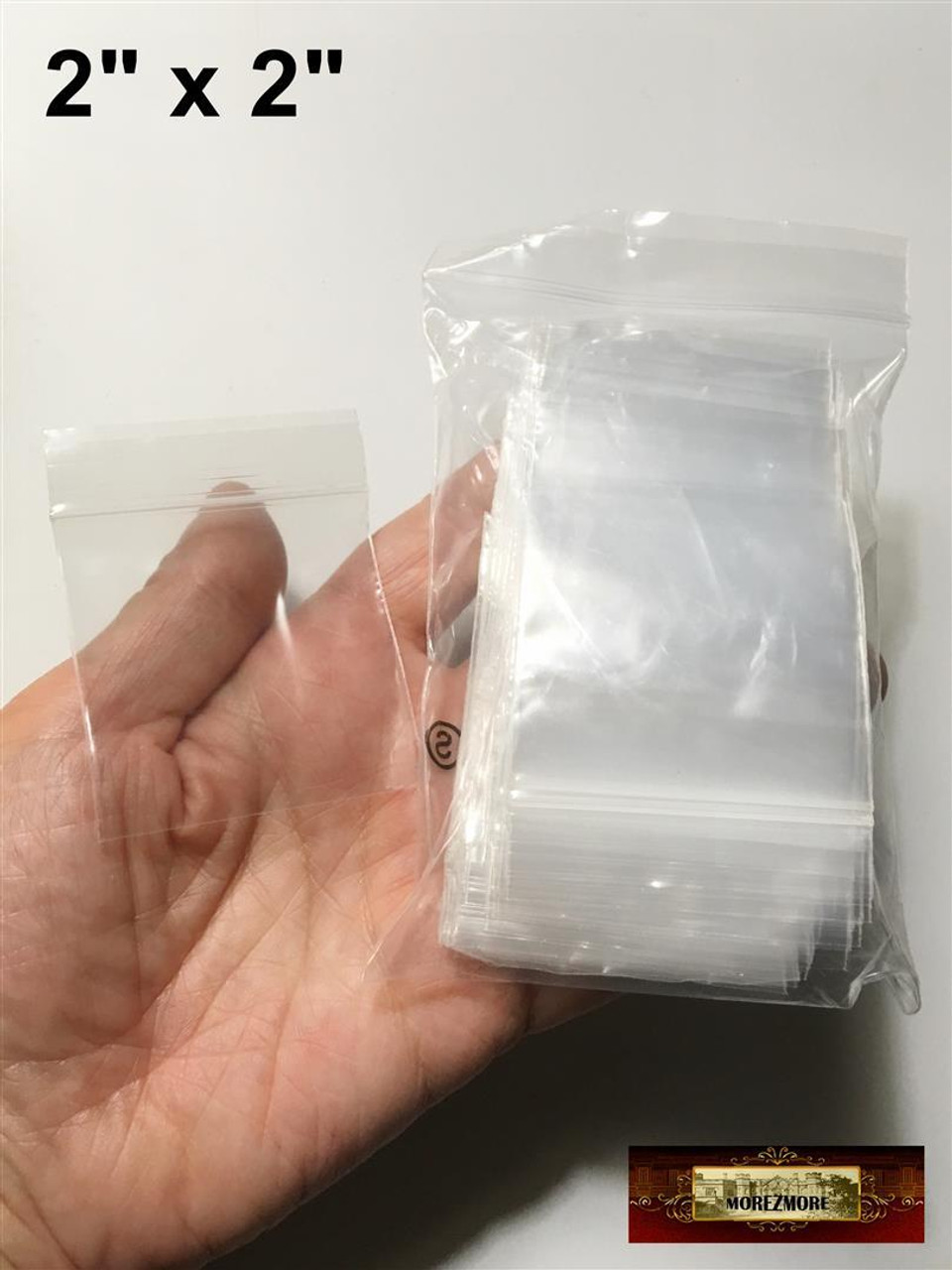 M02902 MOREZMORE 100 Ziplock Bags 2x2 Clear Plastic Zip Lock Small