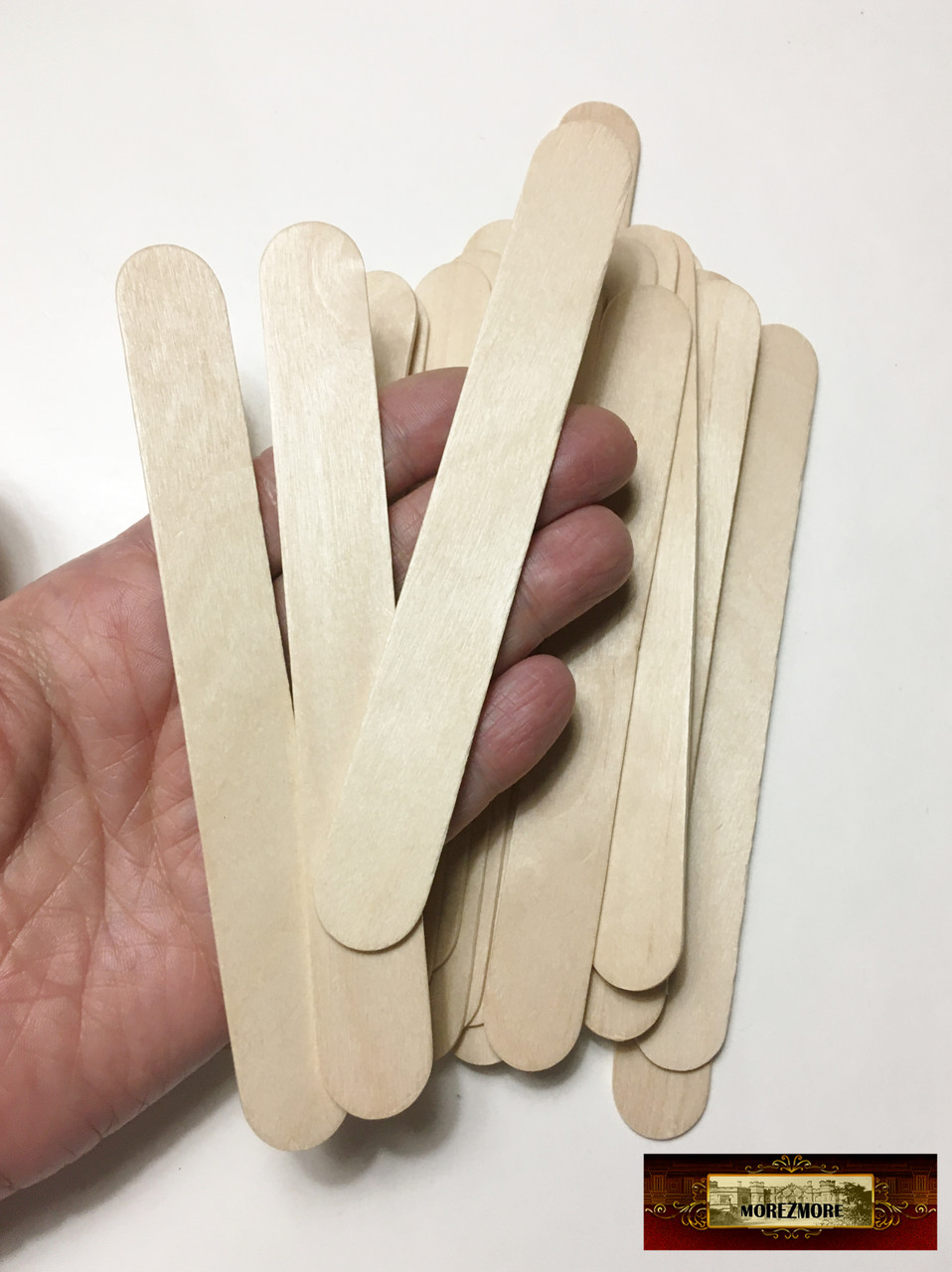 M01238 MOREZMORE 25 Large Jumbo 6 x 3/4 Popsicle Sticks Wooden
