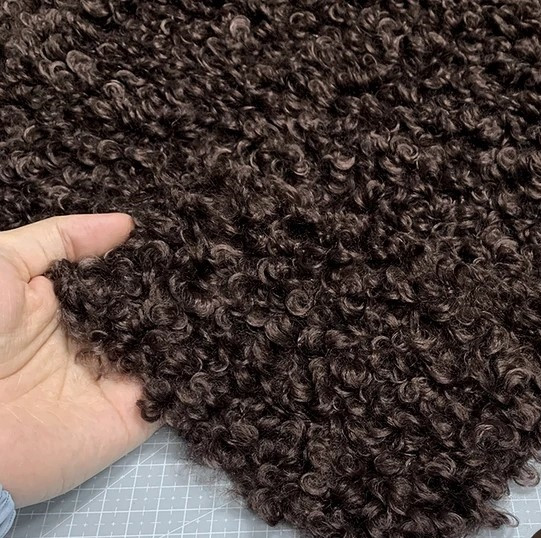M01695-Try MOREZMORE Curly Fur Fabric Faux Fur #22 DARK BROWN 7x10