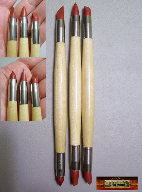 Set of 3 6" Sculpting Wipe Out Tool  Rubber Shapers for Polymer Clay OOAK Doll