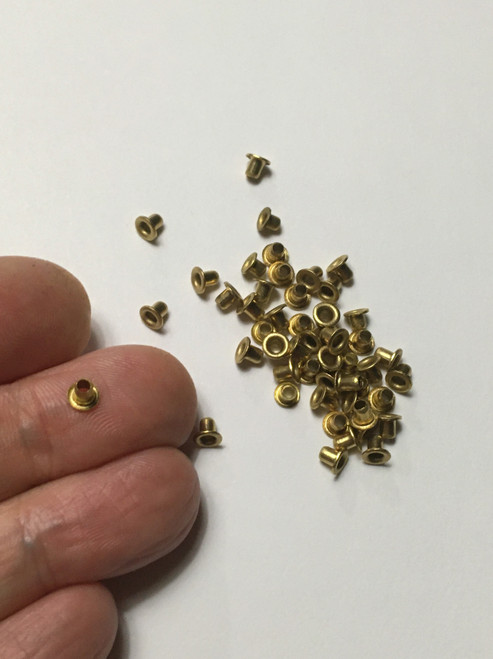 M00890-D MOREZMORE 50 Small Tiny 2.5 mm Brass Eyelets Grommets Doll Mini