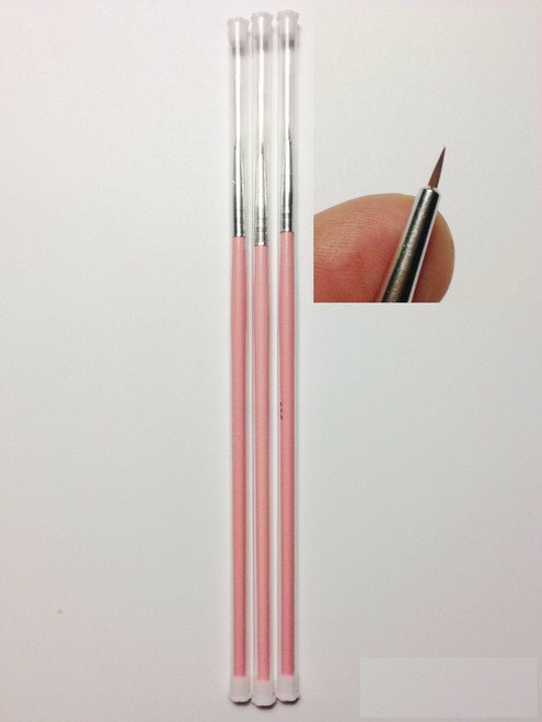 M01383x3 MOREZMORE 3 Precision #000 Extra Fine Liner Brushes Doll Face Nail
