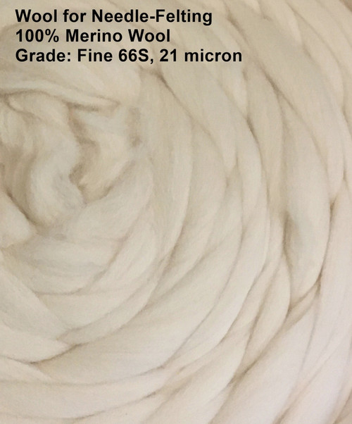 White Wool for Felting .5 ounce