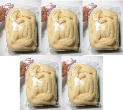 HR021-500 MOREZMORE WARM IVORY YELLOW WHITE 500g 100% Merino Fine Wool Roving 66S for Needle Felting Felt