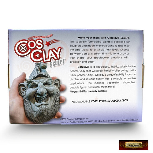 M00454x3 MOREZMORE 3 lb Cosclay Sculpt SOFT GREY Flexible Polymer Clay