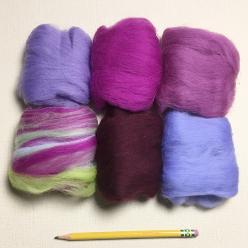 M01722 MOREZMORE Wool Roving Needle Felting 6 Color Pack PURPLE BLUE