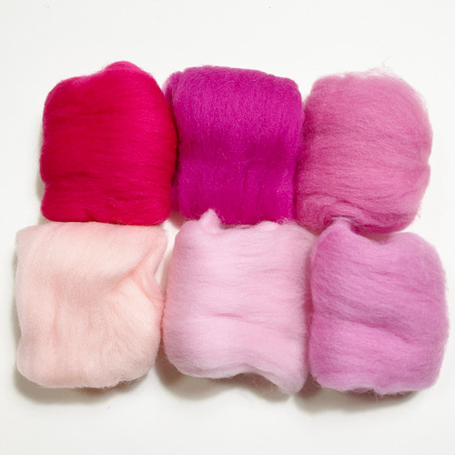 M01759 MOREZMORE Wool Roving Needle Felting 6 Color Pack PINK