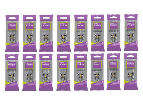 M02385x16 MOREZMORE Super Sculpey GREY Pack of 16 Sculpting Model Grey Polymer Clay 1 lb