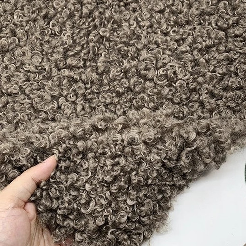 M01690 MOREZMORE Curly Fur Fabric Faux Fur #17 COFFEE BROWN 16x19" for Doll Puppet Hair Bear Plush Animals