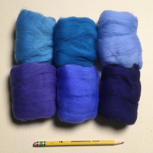 M01753 MOREZMORE Wool Roving Needle Felting 6 Color Pack BLUE TEAL