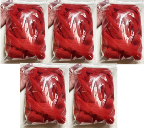 HR001-500 MOREZMORE 500g 100% Merino Fine Wool Roving PRIMARY RED 66S for Needle Felting Felt