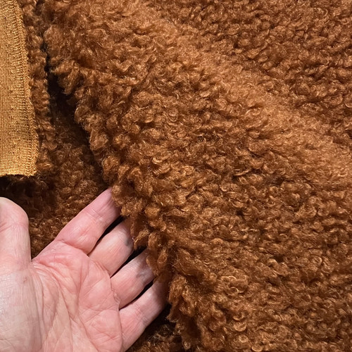 M01174 MOREZMORE Curly Fur Fabric Faux Fur Caramel Brown 16x19" for Doll Puppet Hair Bear Plush Animals