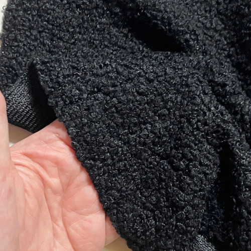 M01359-Try MOREZMORE Curly Fur Fabric Faux Fur Thin Stretchy Black 7x8" for Doll Puppet Hair Bear Plush Animals