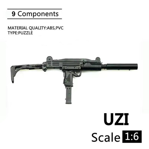 M11015 MOREZMORE Miniature 1:6 UZI Submachine Gun Plastic Assembly Model Puzzle Model For 12" Soldiers Action Figure