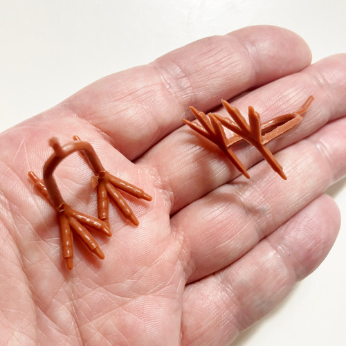 M01694-25mm-2 MOREZMORE 2pc Miniature Feet Claws Legs for Needle Felting Birds 25mm Chickens Chicks