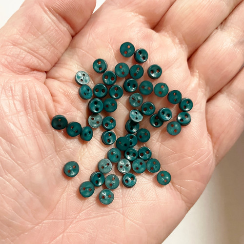 M00278-DARKGREEN MOREZMORE 50pc Buttons Tiny 5 mm 5mm Dark Green Miniature Doll Buttons Mini for Doll Puppet Baby