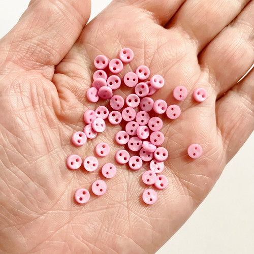 M00278-PINK MOREZMORE 50pc Buttons Tiny 5 mm 5mm Light Blue Miniature Doll Buttons Mini for Doll Puppet Baby
