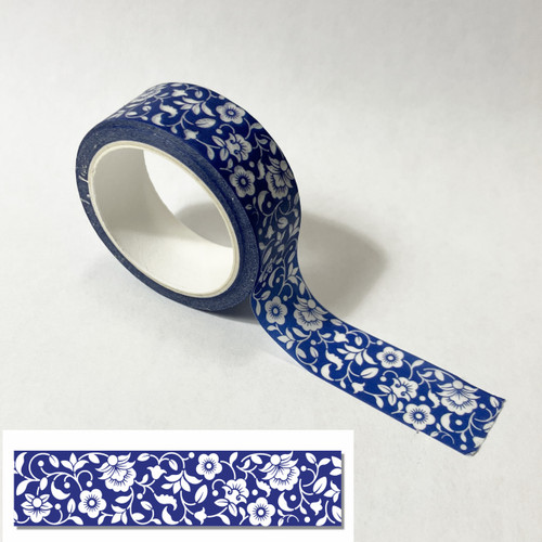 M00654-D MOREZMORE 1pc Miniature Flow Blue Style Washi Paper Blue and White Chinoiserie Sticker