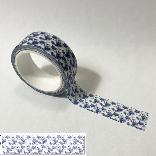 M00654-F MOREZMORE 1pc Miniature Flow Blue Style Washi Paper Blue and White Chinoiserie Sticker