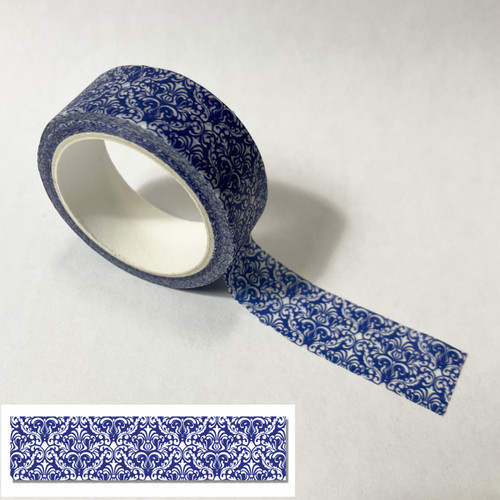 M00654-J MOREZMORE 1pc Miniature Flow Blue Style Washi Paper Blue and White Chinoiserie Sticker