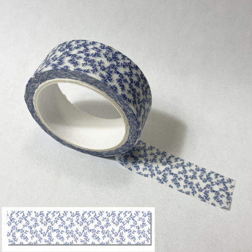 M00654-M MOREZMORE 1pc Miniature Flow Blue Style Washi Paper Blue and White Chinoiserie Sticker