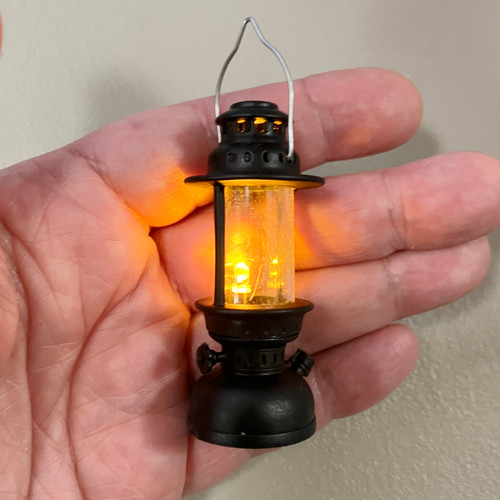 M01115 MOREZMORE Miniature Hurricane Lantern Lamp Electric LED Light Mini Prop 60x25mm