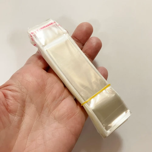 M00737 MOREZMORE 200pc Cellophane Bags Narrow Long 30x100mm 1.2" x 4" Clear with Adhesive