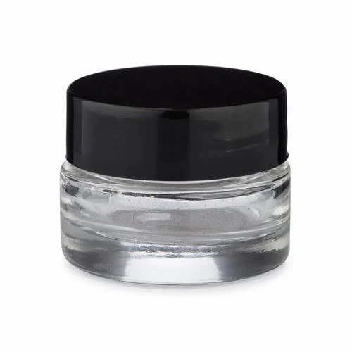 M01984-1 MOREZMORE 1pc Clear Glass 0.25 oz Thick Wall Balm Jars with Black Foam Lined Lids  1/4 oz