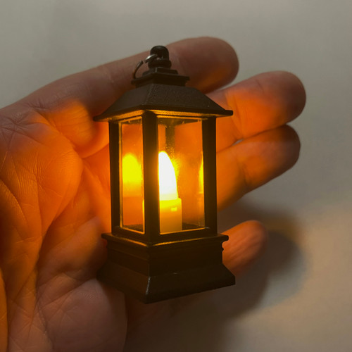 M01191 MOREZMORE Miniature Hurricane Lantern Lamp Electric LED Light Mini Prop 65x28mm