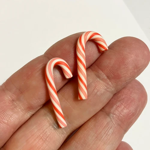Morezmore M01296-2 2pc Miniature Candy Canes Red White 29x10mm Christmas
