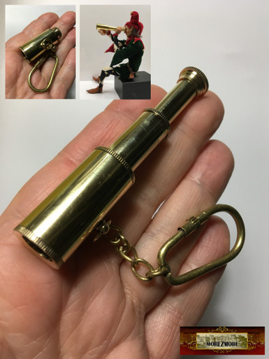 M00023 MOREZMORE Miniature Brass Telescope Spyglass Doll Prop 3"
