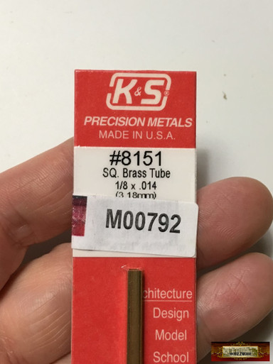 M00792 MOREZMORE 1 Brass Square Tube 1/8" K&S Engineering Tubing 8151