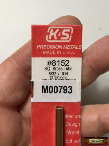 M00793 MOREZMORE 1 Brass Square Tube 5/32" K&S Engineering Tubing 8152