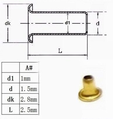 M00890-A MOREZMORE 50 Small Tiny 1.5 mm Brass Eyelets Grommets Doll Mini