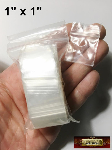 M02901 MOREZMORE 100 Ziplock Bags 1x1 Clear Plastic Zip Lock Small