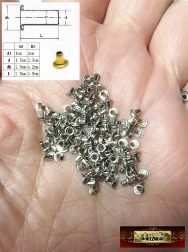 M00863-A MOREZMORE 50 Small Tiny 1.5 mm SILVER Eyelets Grommets Doll Mini