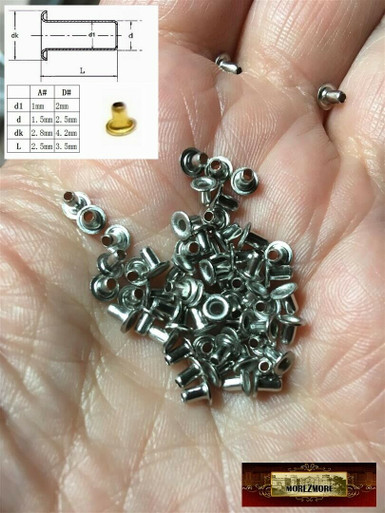 M00863-B MOREZMORE 50 Small Tiny 2 mm SILVER Eyelets Grommets Doll Mini