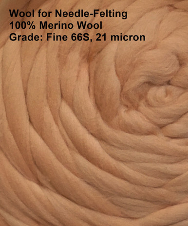 HR052-500 MOREZMORE AMBER BROWN FLESH SKIN TONE 500g 100% Merino Fine Wool  Roving 66S