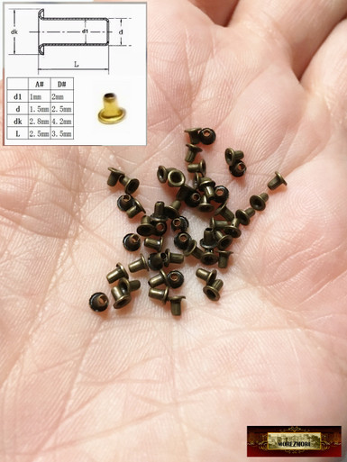 M00794-B MOREZMORE 50 Small Tiny 2 mm Bronze Eyelets Grommets Doll Mini