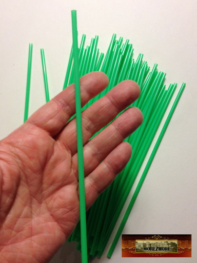 M00842-10 MOREZMORE 10 Plastic Drinking Straws GREEN THIN 3.6 mm Dia