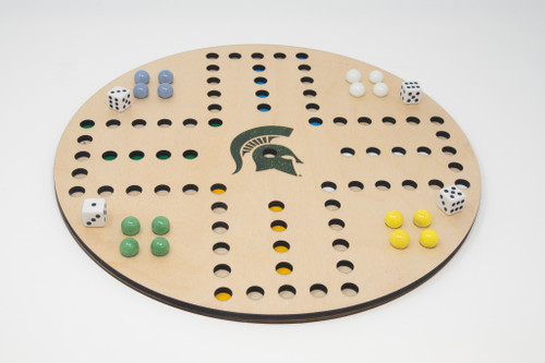 MSU Spartan Aggravation Board Game including Marbles and Dice