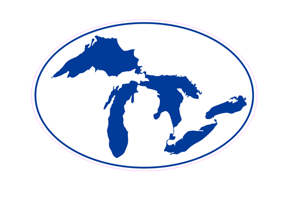 Great lakes blue on white oval decal
