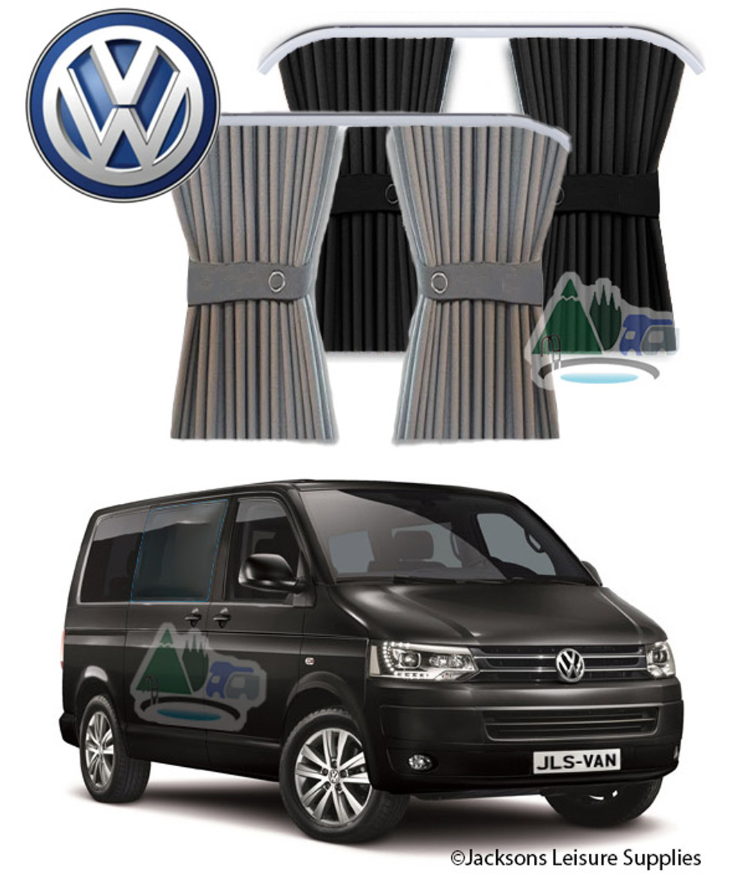 VW transporter campervan curtains kit with rail