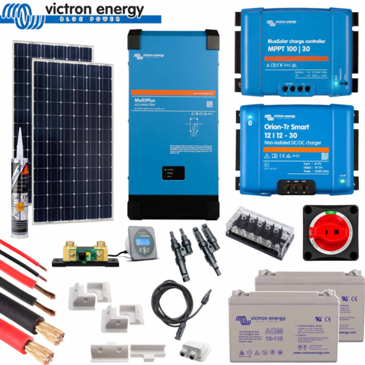 Victron 350 Watt Solar Panel Kit with MPPT Controller, Multiplus Inverter,  Battery Monitoring and DC to DC Charging. A complete Caravan, Motorhome or  Marine use system.