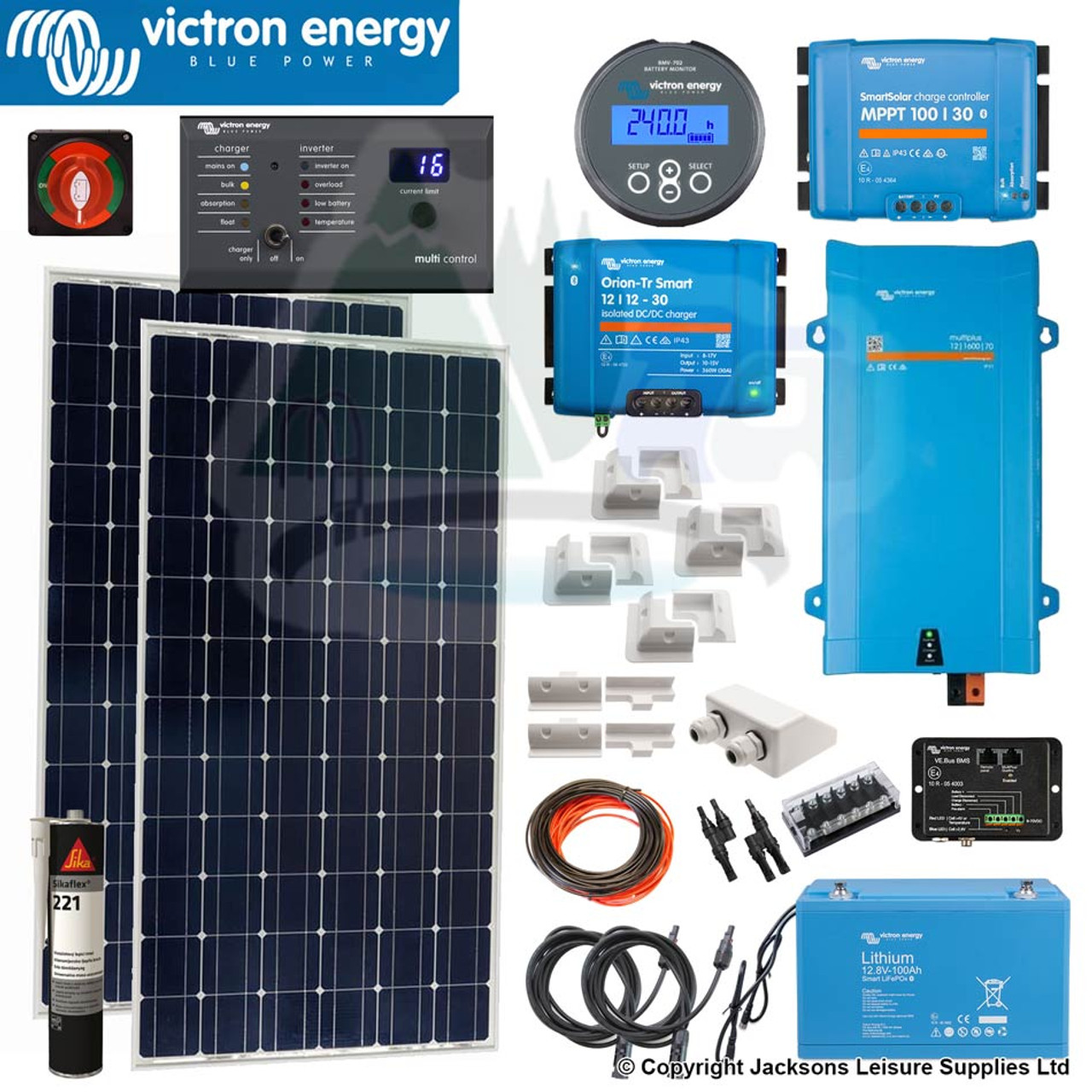 Victron 350 Watt Solar Panel Kit with MPPT Controller and Fittings