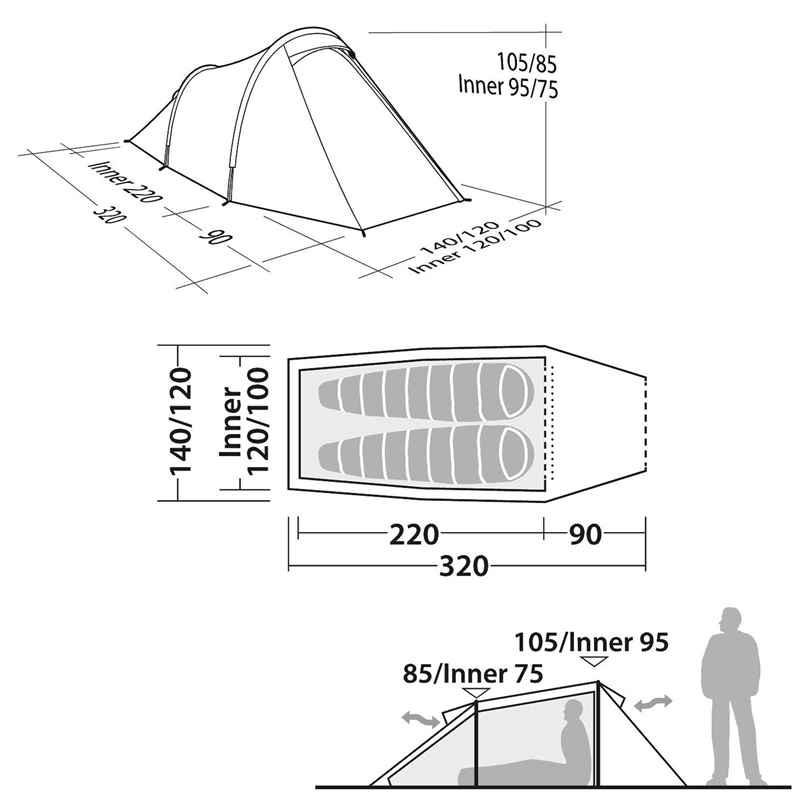 TENDA DA ESTERNO leggera per due persone tetto in rete traspirante