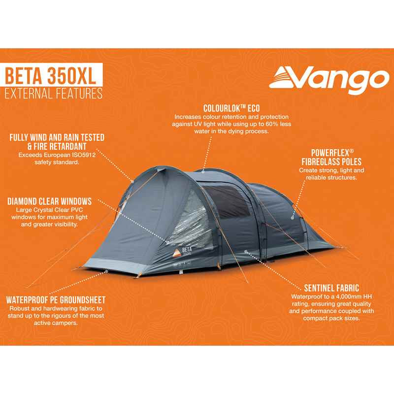 Vango Beta 350XL 3 Man Family Tunnel Tent