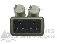 CBE Twin 3 Pin Socket with Back Box & Grey Frame CBE Twin 3 Pin Socket with Back Box & Grey Frame
