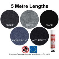 5m High Stretch Van Lining Carpet + 5 Trim-Fix Spray Adhesives 5m High Stretch Van Lining Carpet + 5 Trim-Fix Spray Adhesives
